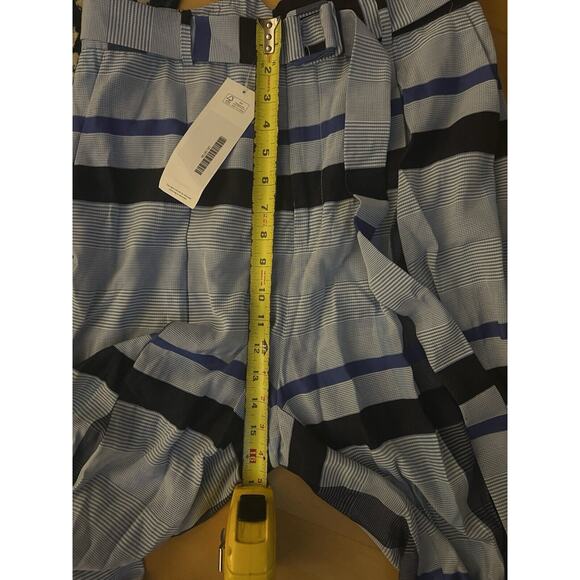 Lela Rose Hi Rise Blue Plaid Wide Leg Pants 6 - Picture 6 of 7